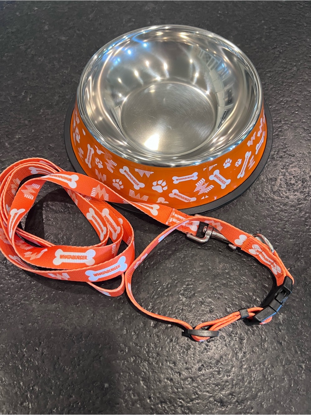 Whataburger Orange Stainless Steel Dog Bowl